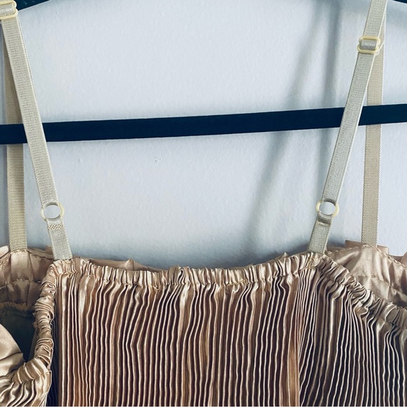 Pierre Marie Women's Gold Tank Top Layered Cocktail Mini Dress Size Medium - Picture 10 of 12